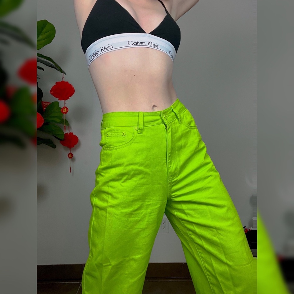 Lazy Oaf Bright Green Denim Jeans - Brat Coded